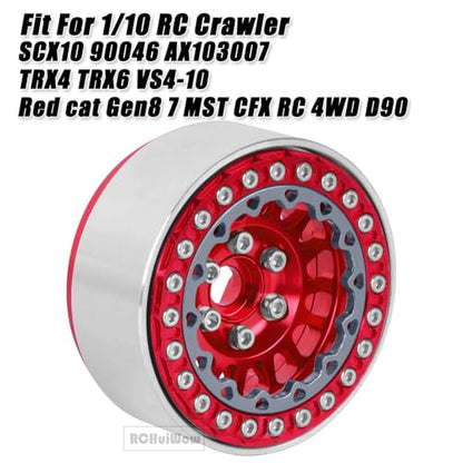 RC 1.9 Beadlock Wheels for 1/10 RC Crawler TRX4 TRX6 SCX10 90046 AX103007 VS4-10 MST CFX RC4WD D90 Red cat Gen8 7,Alloy Aluminium 1.9 rc Beadlock Rims 1.9 rc Wheels,4PCS,Red - color: Red(4pcs)