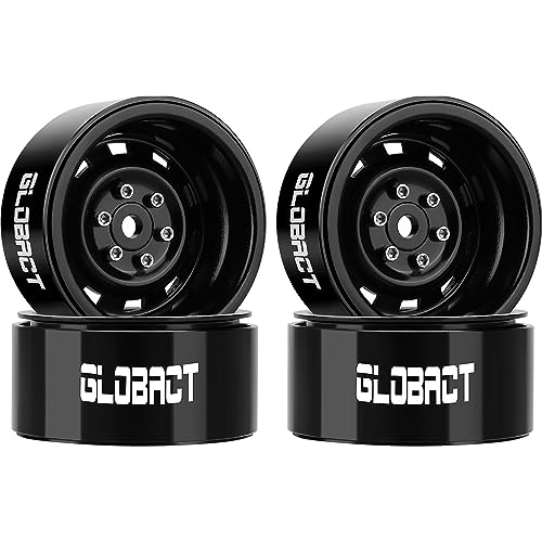 GLOBACT 1.9 Beadlock Wheels for 1/10 TRX4 TRX6 SCX10 I II III Pro Redcat, B | 1/10 RC Wheel Hub, 1/10 RC Crawler Car Upgrade Accessories - color: Black