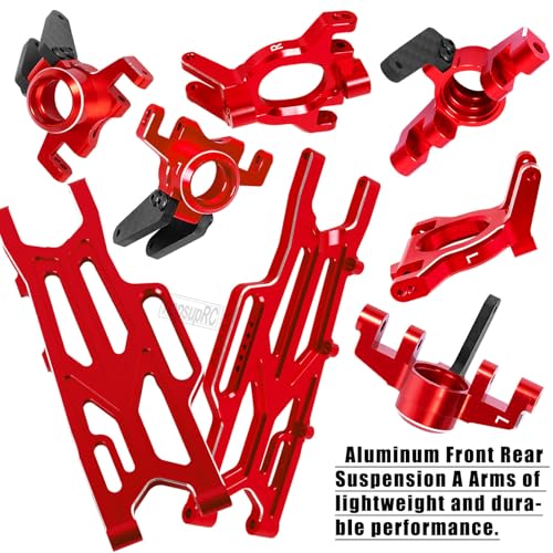 RC Suspension Arms Set&Steering Block Knuckles&Drive Shaft Axles Upgrades Part for 1/10 Kraton 4S V2 BLX,Outcast 4S V2 BLX,CVD Driveshafts Suspension Arms Hubs Caster Blocks.Red(Only Fit V2) - color: Red (2pcs)