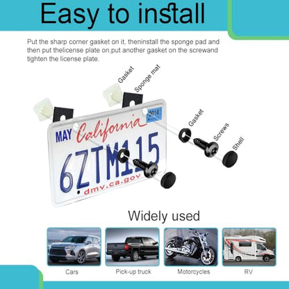 4 Sets Anti Theft License Plate Screws, Car License Plate Screws Kit, Stainless Steel Rustproof Security Bolts Fasteners, M6 (1/4") Tamper Proof Screws for Front Rear Frame Holder Mounting
