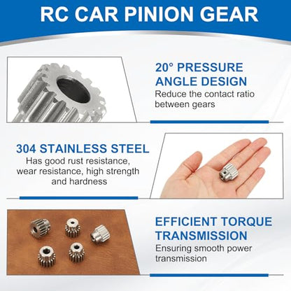 uxcell 2Pcs 1 Mod 16T Spur Gear 8mm Bore, 304 Stainless Steel Pinion Gear, 20°Pressure Angle, for Spur Rack and RC Model Car or Motor DIY(14mm) - size: 1 Mod 16T, 8mm x 14mm