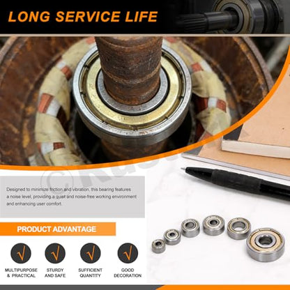 24Pcs 627ZZ Carbon Steel Ball Bearing Deep Groove Ball Bearing Double Shielded Bearings Small Bearings for Furniture Wheels Skateboards Scooters - size: 627ZZ/0.27x0.87x0.27inch, style: carbon steel