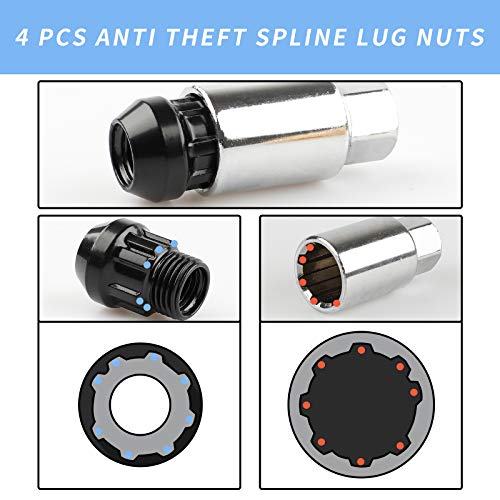20Pcs Anti Theft Spikes Extended Tuner Wheel/Rims Lug Nuts M12X1.5+Socket (Red) - color: Red