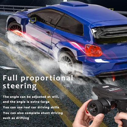 LD2801 Mini RC Drift Car 1/28 Scale RTR Remote Control 4WD Racing Cars with 4PCS Drift Tires and LED Searchlight for Hobby Gift (Blue) - color: Blue