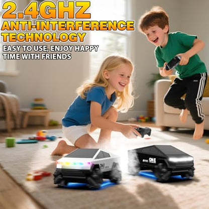 1/28 Gesture Sensing RC Stunt Car for 6-12+ Boys Girls, Seven Light Modes Cool RC Cars & 1/18 Remote Control Fire Truck Toy for Kids, 2.4GHz All Terrain RC Car with LED Lights & Sound