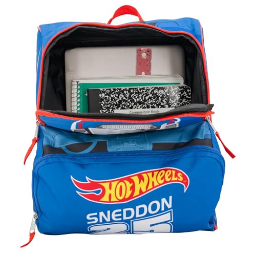 AI ACCESSORY INNOVATIONS Hot Wheels Blue Sneddon #25 Twinduction Race Car Shaped 14” Mini Backpack, Kids School Bag, Blue - color: Hot Wheels