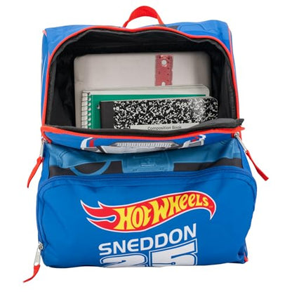AI ACCESSORY INNOVATIONS Hot Wheels Blue Sneddon #25 Twinduction Race Car Shaped 14” Mini Backpack, Kids School Bag, Blue - color: Hot Wheels