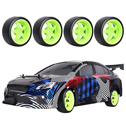 HobbyPark Hard Plastic 12mm Hex RC Drift Wheels and Tires for 1/10 Scale Tamiya HPI Traxxas Kyosho Redcat HSP Drifting, Set of 4