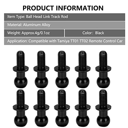 10pcs Metal Ball Screws, Link Rod Shock Absorbers End Fasteners Fixing Spherical Bolts Replacement Compatible with TT01 TT02 RC Car(Black) Model Toys
