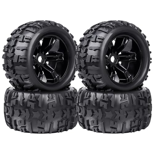HobbyPark 3.8 Pre-Glued 1/8 Monster Truck Tires Wheels 17mm Hex for Arrma Kraton 6S Outcast Traxxas Widemaxx T-Maxx E-Revo 2.0 3.3 Summit HPI Savage Mounted with Foam Inserts, Set of 4