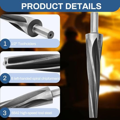7 Degree Ball Joint Tapered Reamer, 6542 High-Speed Tool Steel | Tapered ball joint and tie rod reamer with 1-1/2" per foot taper for precise and efficient hole enlargement - style: 7 Degree