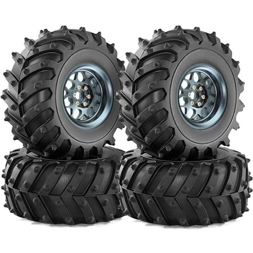 REDSPIDER • Metal 2.2 Beadlock Wheels and Tires 2.2'' Crawler Monster Spike Tire(4pcs) for 1/10 RC Crawler Car TRX4 TRX6 Axial SCX10 90046 SCX10 III AXI03007 Tamiya CC01 D90 D110 (Titanium) - color: Titanium