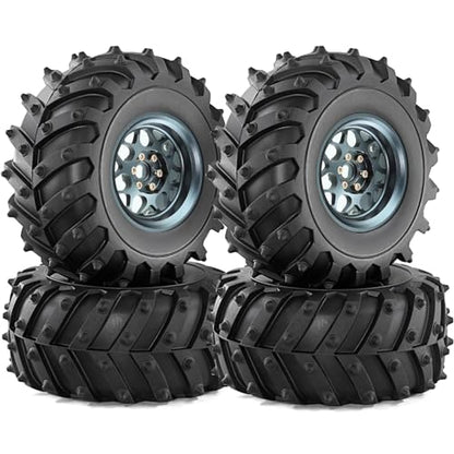 REDSPIDER • Metal 2.2 Beadlock Wheels and Tires 2.2'' Crawler Monster Spike Tire(4pcs) for 1/10 RC Crawler Car TRX4 TRX6 Axial SCX10 90046 SCX10 III AXI03007 Tamiya CC01 D90 D110 (Titanium) - color: Titanium