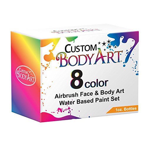 Custom Body Art 1-oz 8 Color Primary AirbrushWater Base Face-Body Paint Set - color: 8 Color Kit