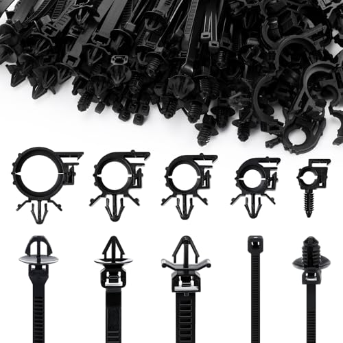 Funnymoom 150 Pcs Car Wire Loom Clips Push Mount Routing Clips, 10 Sizes | 10 Sizes, Car Harness Clips, Wiring Harness Replacement Parts, Universal Automotive Clips for Cable Management and Repair
