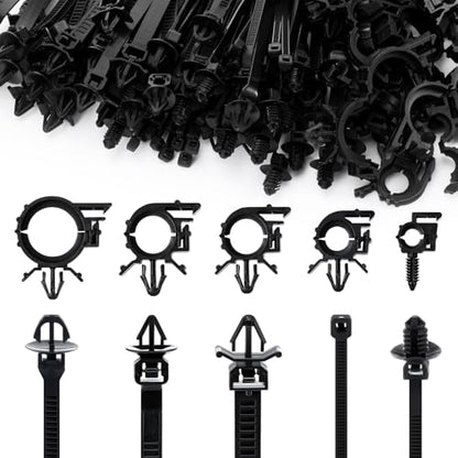 Funnymoom 150 Pcs Car Wire Loom Clips Push Mount Routing Clips, 10 Sizes | 10 Sizes, Car Harness Clips, Wiring Harness Replacement Parts, Universal Automotive Clips for Cable Management and Repair