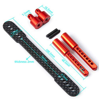 Que-T Metal Front Rear Body Mount for 1/10 Axial SCX10 II 90046 90047 (Red) - color: Red