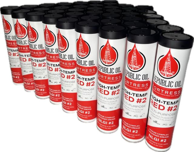 Republic Oil Premium Red #2 EP2 Lithium Complex Multi-Purpose Grease Tubes 4 Boxes / 40x14oz – Extreme Pressure Water Resistant Grease Tube for Wheel Bearings, Chassis, Automotive & GC-LB Made in USA - size: 40 x 14 oz Tubes