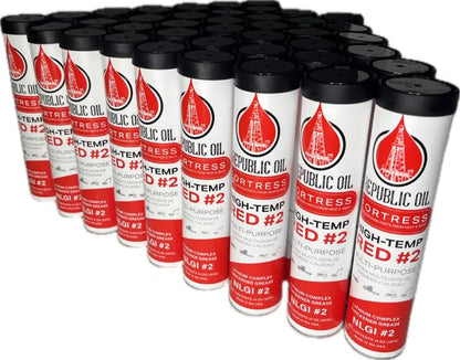 Republic Oil Premium Red #2 EP2 Lithium Complex Multi-Purpose Grease Tubes 4 Boxes / 40x14oz – Extreme Pressure Water Resistant Grease Tube for Wheel Bearings, Chassis, Automotive & GC-LB Made in USA - size: 40 x 14 oz Tubes