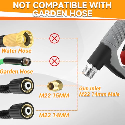 M MINGLE Pressure Washer Foam Cannon Kit, Car Wash Brush with Long Handle | Thick Foam Sprayer, Adjustable Foam Gun, 5 Multi-Angle Nozzles for All Cleaning Jobs, Universal Power Washer Fit - color: yellow+orange