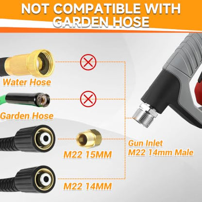 M MINGLE Pressure Washer Foam Cannon Kit, Car Wash Brush with Long Handle | Thick Foam Sprayer, Adjustable Foam Gun, 5 Multi-Angle Nozzles for All Cleaning Jobs, Universal Power Washer Fit - color: yellow+orange
