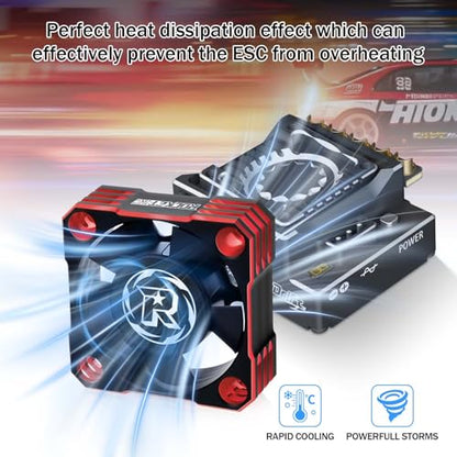 30mm Motor Cooling Fan,28000RPM ESC Cooling Fan,HeatSink for 1/8 1/10 1/12 Scale Car 540 550 Brushless Motor (Red) - color: red