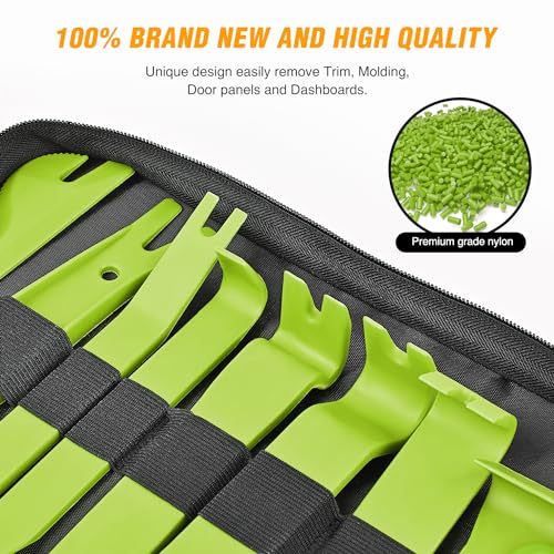GOOACC 102Pcs Trim Removal Tool, Auto Push Pin Nylon Bumper Retainer Clip Set Fastener Terminal Remover Tool Round Handle Crowbar Kit Car/Radio Panel, Green - color: 102Pcs Clips+ Remover Green, size: Clips+Remover