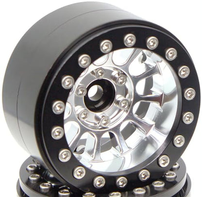 152g Super Heavy Duty RC 1.9 Beadlock Wheels Offsets -6mm Rims Hex 12mm Wheel for TRX4 TRX6 SCX10 Gen8 1/10 RC Crawler Remote Control Car Upgrades Accessories (Silver & Black) - color: Silver & Black