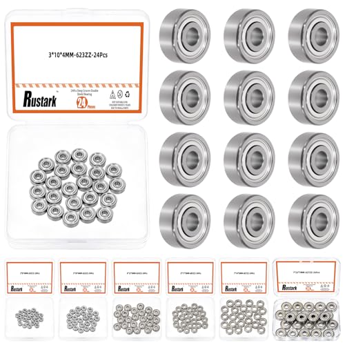 24Pcs 623ZZ Bearing Steel Ball Bearing Deep Groove Ball Bearing Double Shielded Bearings Small Bearings for Furniture Wheels Skateboards Scooters - size: 623ZZ/0.12x0.39x0.16inch, style: bearing steel