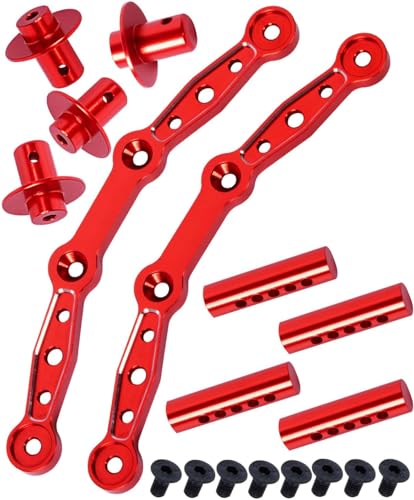 Aluminum Front Rear Body Posts Mount Shell Column Fixing Bracket Upgrades Part for 1/8 Mojave 4X4 4S BLX RC Car,Alloy Body Post Set Hops Up,Replaces ARA320740 Red - color: Red/Body Post Set
