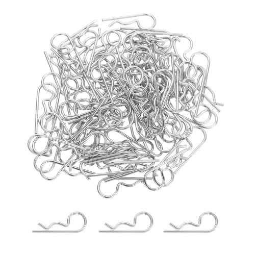 MECCANIXITY 100 Pcs RC Body Clips, 1.2mm Stainless Steel Universal RC Car Clips R Pins for 1/6 1/8 1/10 Scale Model Remote Control Car Truck Crawler Shell Replacement Parts (Silver) - color: Silver, size: 1.2mm