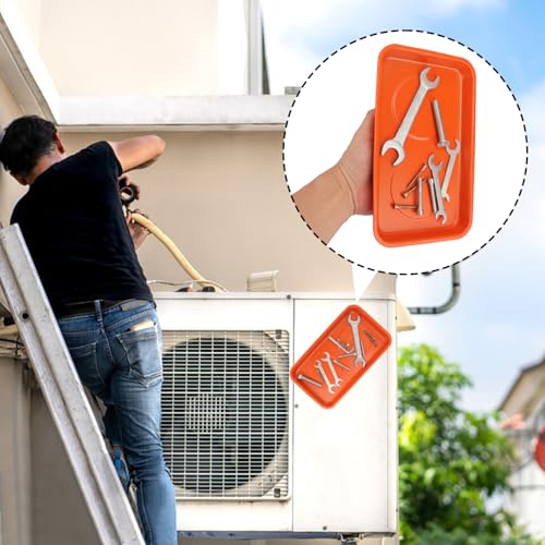 5 PCS Magnetic Trays, 9.4X5.5x1.4Inch, Magnet Tool Tray, Magnetic Parts Tray, orange, by GENHAKON - size: 5 PCS Rectangle Orange