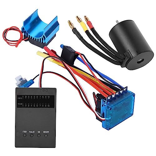 3650 4300KV Brushless Motor 80A ESC Combo with Aluminum Heat Sink and Programming Card for 1 10 RC Cars High Speed Performance Upgrade Kit - size: 80A