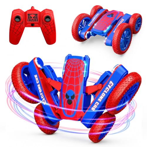 Spider RC Stunt Car with Cyclone Mode, Rechargeable, Ages 4-12 | 4WD RC stunt car with Cyclone mode, 360° spins, dual motors, rechargeable batteries and 2.4GHz control - color: Cyclone-red