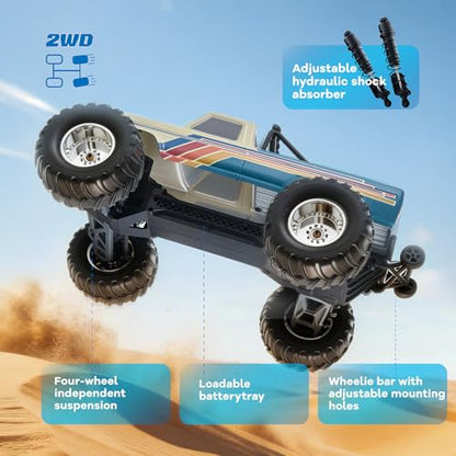 BEEZRC FMS RC Truck 1/10 Ford F-100 Brushless Officially Licensed, Monster Truck, 2WD High Speed Off-Road,RC Rock Crawler,Hobby Grade Remote Control Car for Adults RS no Battery (Blue) - color: Blue