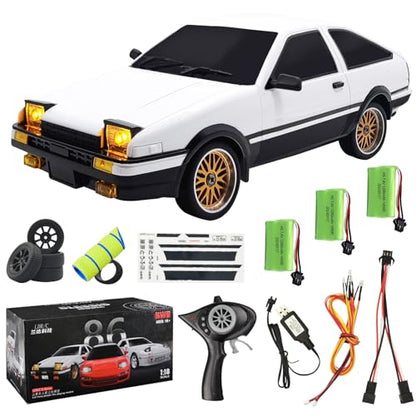 LD1801 1/18 AE86 RC Drift Car Initial D with 3 Upgraded 1200mAh Batteries | 2.4G 3-channel proportional drift toy with 150 motor and 10A ESC for hobby players - color: Ld1801
