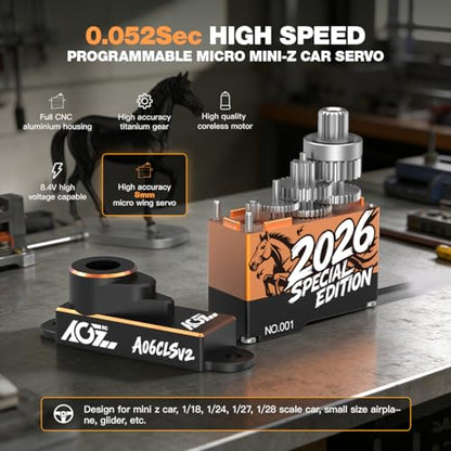 AGFRC A06CLS V2 2026 Special Edition 3.0kg RC Micro Servo | 6g Ultra-Light, 0.052Sec High Speed, Programmable, Digital Coreless Motor, Full Metal Gear, Ideal for 1/24-1/28 RC Cars - style: A06CLS V2 2026 Special Edition