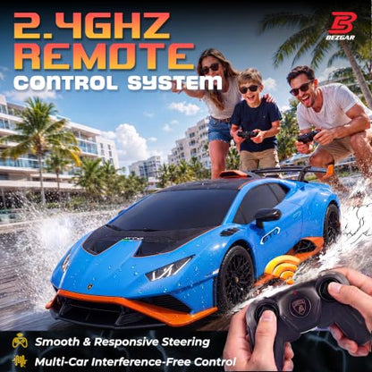 BEZGAR 1:24 Official Licensed Lamborghini Huracan STO Remote Control Car | Official Lamborghini Toy Car replica,2.4G stable signal,rubber racing tires,ideal gift toy for boys ages 4-7, 8-12 and adults - color: Lambo-1:24 Lambo Huracan Sto