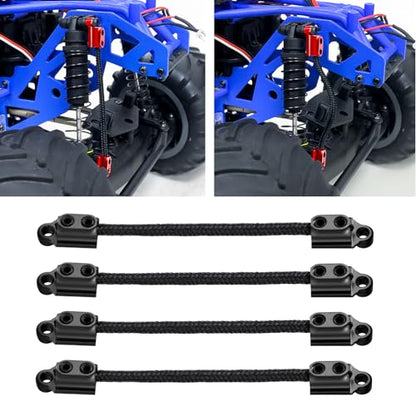 Front & Rear Suspension Travel Limit Straps for LOSI 1/18 Mini LMT Monster | 4PCS RC Shock Absorber Protection Straps,Aluminum & Nylon, 64mm C-C - color: Black