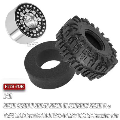 RC 1.9 Beadlock Wheels and Tires for 1/10 SCX10 SCX10 II 90046 SCX10 III AXI03007 SCX10 Pro TRX4 TRX6 Gen7/8 D90 VS4-10 MST CFX RC Crawler Car,Aluminum 1.9 Beadlock Wheel Rims and Tires,Silver - color: Silver for Axial SCX10