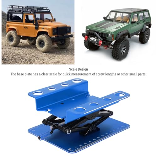 Mtlavishness RC Car Repair Work Stand with Manual Lift Lower Workstation 2.36 Inch to 5.51 Inch Height Adjustment Anti Slip Pad Hand Crank Structure Multi Functional (Black Blue) - color: Black Blue