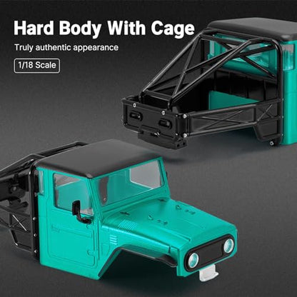 INJROA IR40 Truck Body with Tube Cage for 1/18 TRX4M Defender Bronco(Green) - color: Green