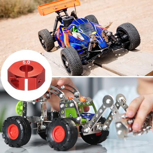 MECCANIXITY Aluminum 12mm Wheel Hex Hubs Drive Adapters Red 5mm Thickness with Screws and Pins for RC Car Upgrade Replacement Parts 4Pcs - color: Red, size: 5mm