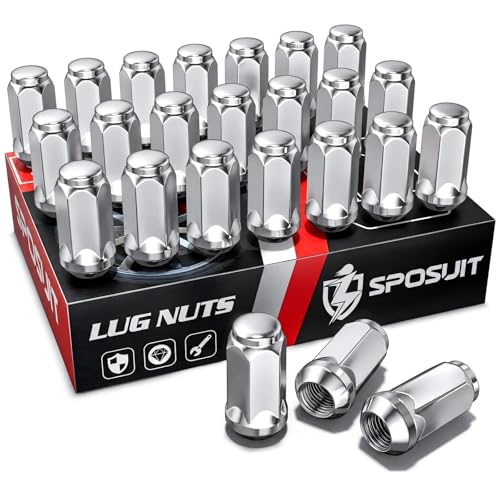Sposuit M14x1.5 Lug Nuts - Replacement for 1999-2024 Chevy Silverado 1500, 2009-2024 Traverse, 2015-2024 Colorado, 2001-2024 Tahoe, 2007-2013 Avalanche - Closed End Chrome Lug Nut(24 Pcs) - color: Chrome, size: M14x1.5, style: 24 Pcs HexDrive