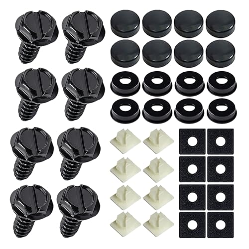 deemars License Plate Screw Kit, 8 Sets Stainless Anti Theft License Plate Screws, Anti-Rattle & Rust-Proof Bolts for Securing License Plates Frames or Covers on Cars, Trucks, SUVs - color: Black-8-Set