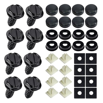 deemars License Plate Screw Kit, 8 Sets Stainless Anti Theft License Plate Screws, Anti-Rattle & Rust-Proof Bolts for Securing License Plates Frames or Covers on Cars, Trucks, SUVs - color: Black-8-Set