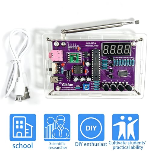 FM Radio Kit Soldering Practice Kit DIY School Project FM 87-108MHz with 2 Power Supply Modes, Soldering Learning and Teaching for Beginners, Adults EK1989