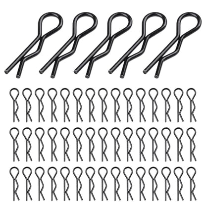 HobbyPark Small 1/16 1/18 Body Clips Bent Springy R Pins Black RC Car Shell Replacement Parts (50-Pack)