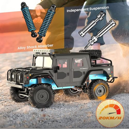 SIMREX 1:12 Scale All-Terrain Remote Control Car, 4WD RC Cars with 2.4 GHz, RC Climbing Truck, IPX4 Waterproof Off-Road Vehicle with Two Rechargeable Batteries, for Kids Teens Adults - color: Gray, size: 1:12
