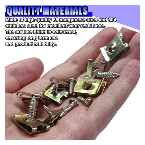 200PCS Car U‑Clips with Screw Assortment Kit, 6/8/10/12 Vehicle U Nuts and 4 Sizes Screws Clip, Automotive Interior Dash Fastener Replacement Set for Door Trim Panel Bumper